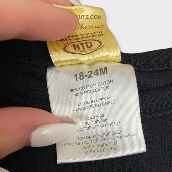 PEANUTS | 3/$15 Black Long Sleeve Snoopy Diaper Shirt - Picture 2 of 3